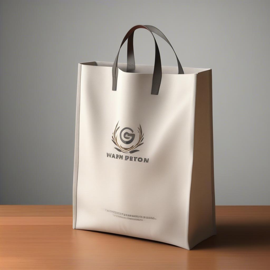 Non-woven t-shirt bag mockup with a company logo