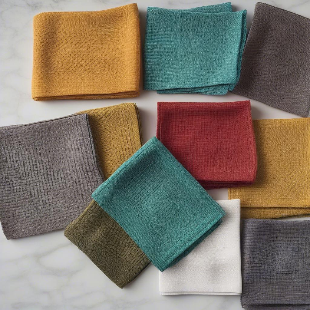 A selection of Now Designs Basket Weave Dishcloths in different colors.