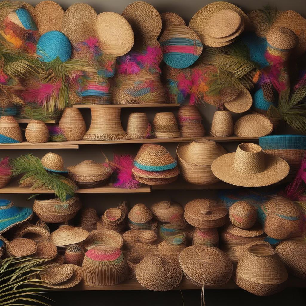 Display of Oahu Coconut Palm Crafts