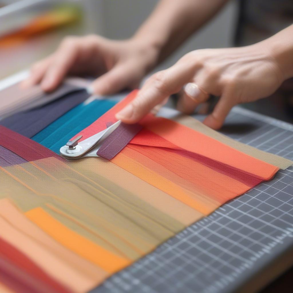 Cutting Fabric Strips for Octagon Basket Weave Quilt