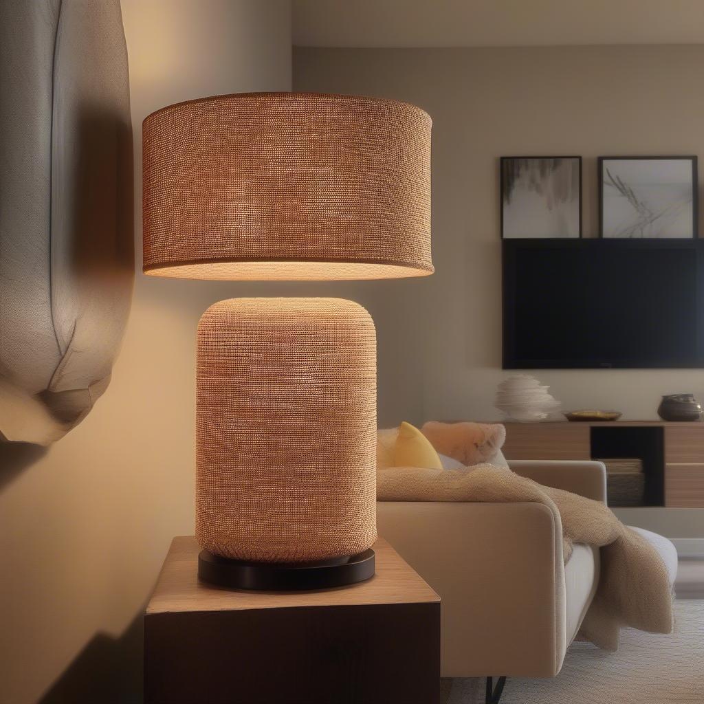 Odum Basket Weave Lamp in a Living Room Setting