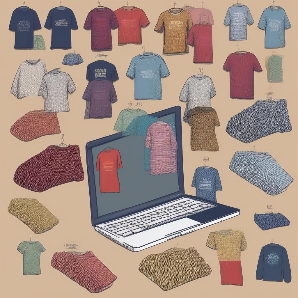 Shopping for Basket Weave T-Shirts Online: A person browsing an online store with a variety of basket weave t-shirts.