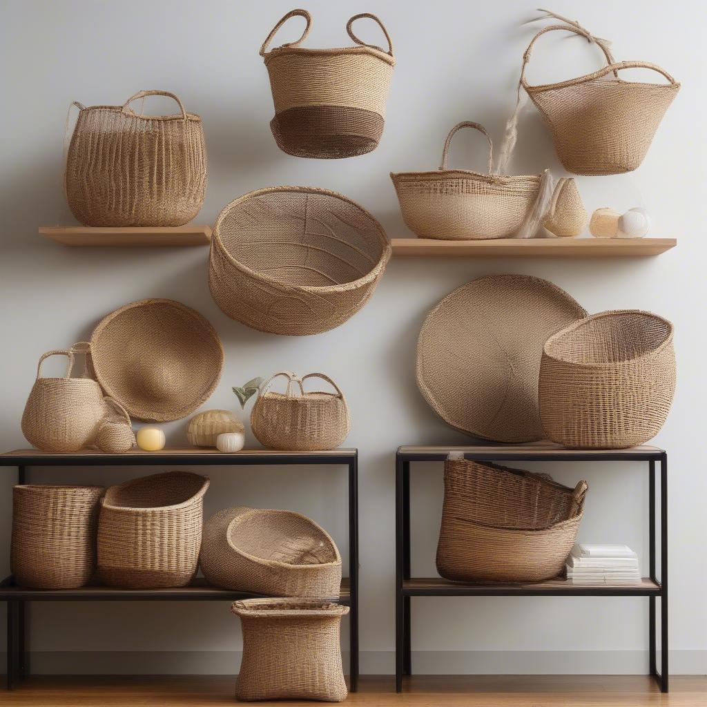 Open weave baskets used as decorative accents