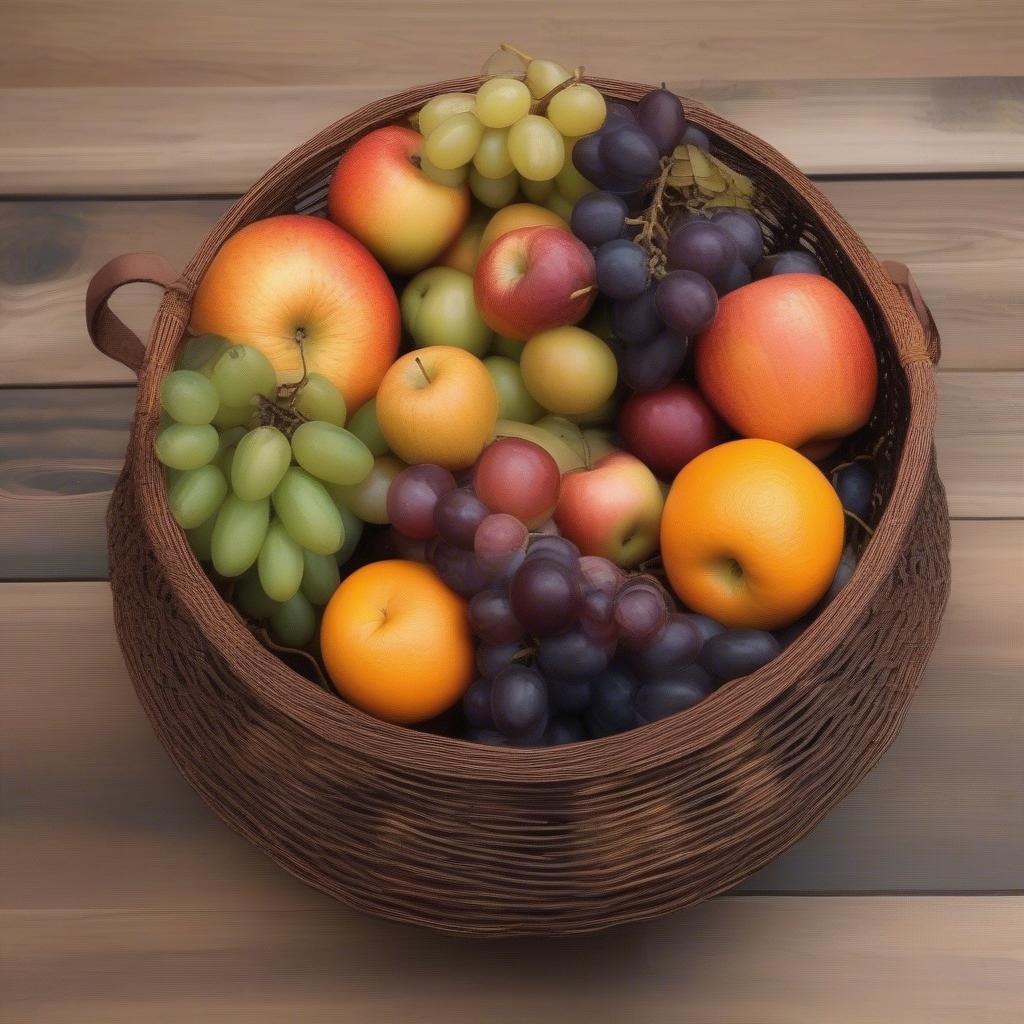 Open weave basket filled with fresh fruit