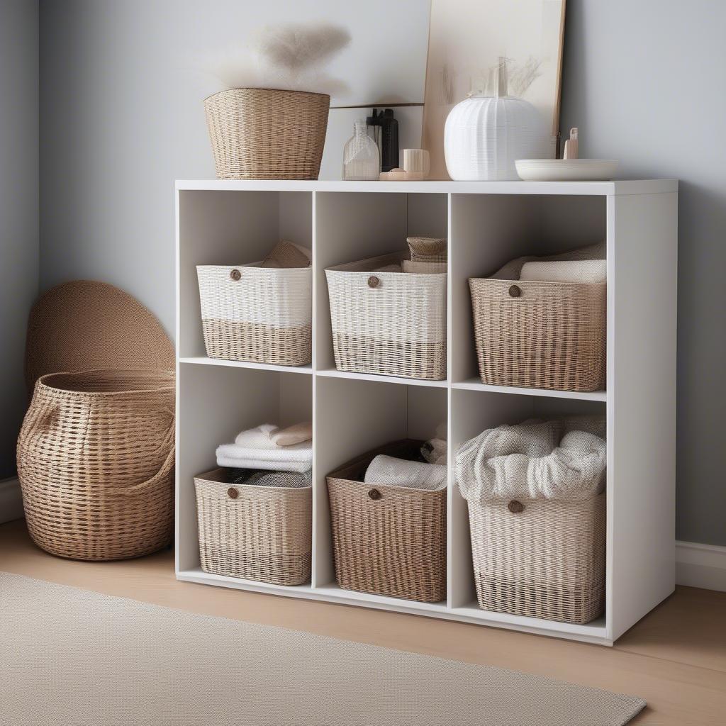 Organized Home with Plastic Weave Baskets