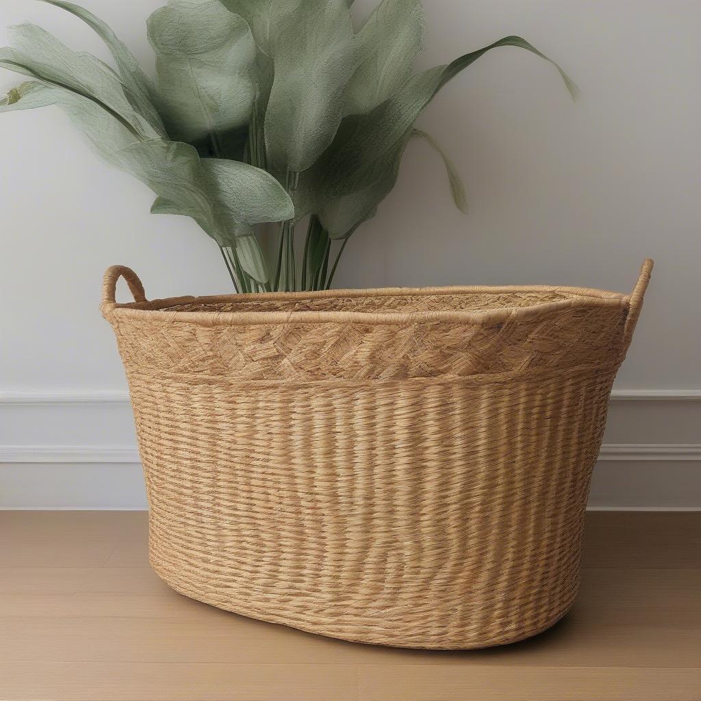 Oval Weaved Basket Made from Natural Fibers