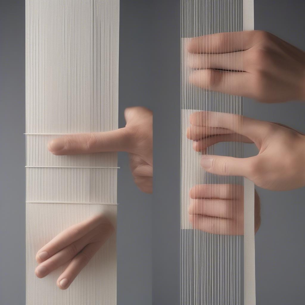 Demonstrating the over-and-under weaving technique for a paper basket