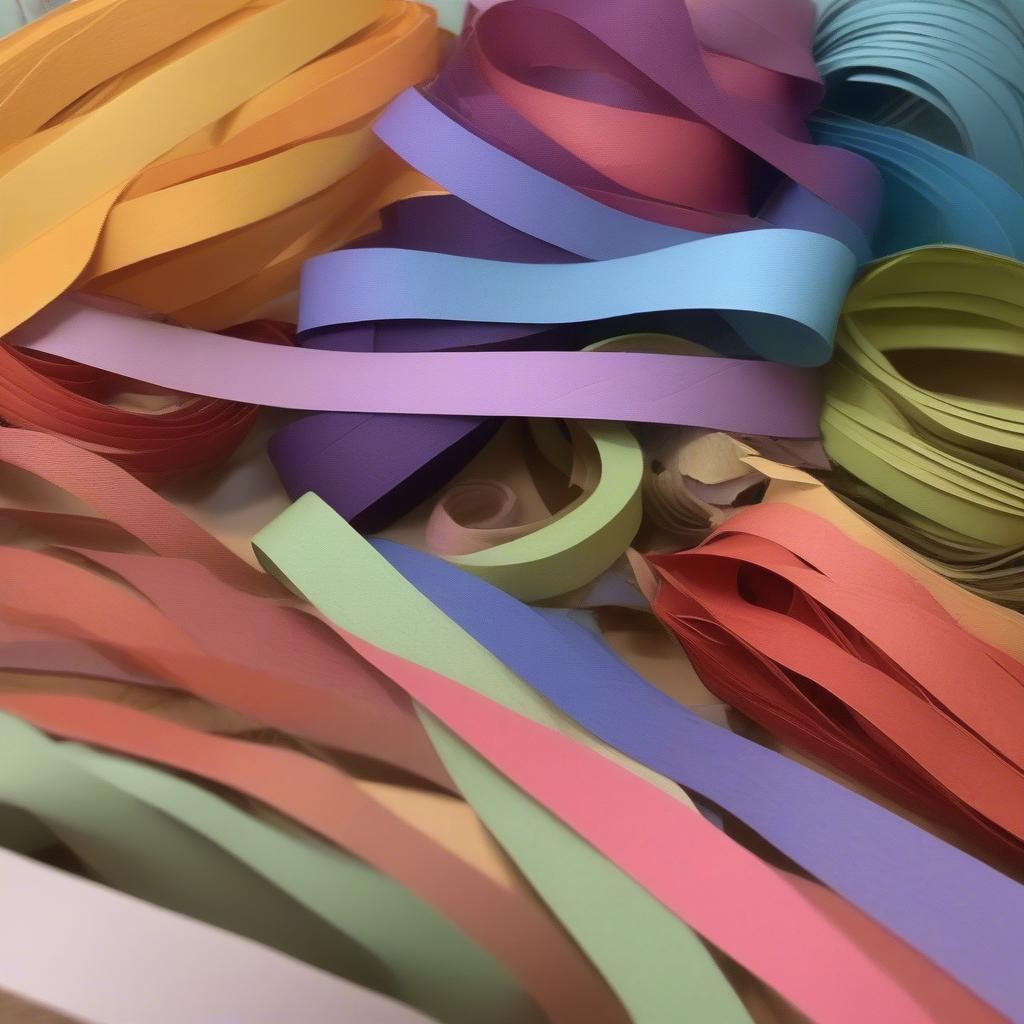 Colorful Paper Strips for Heart Basket Weaving