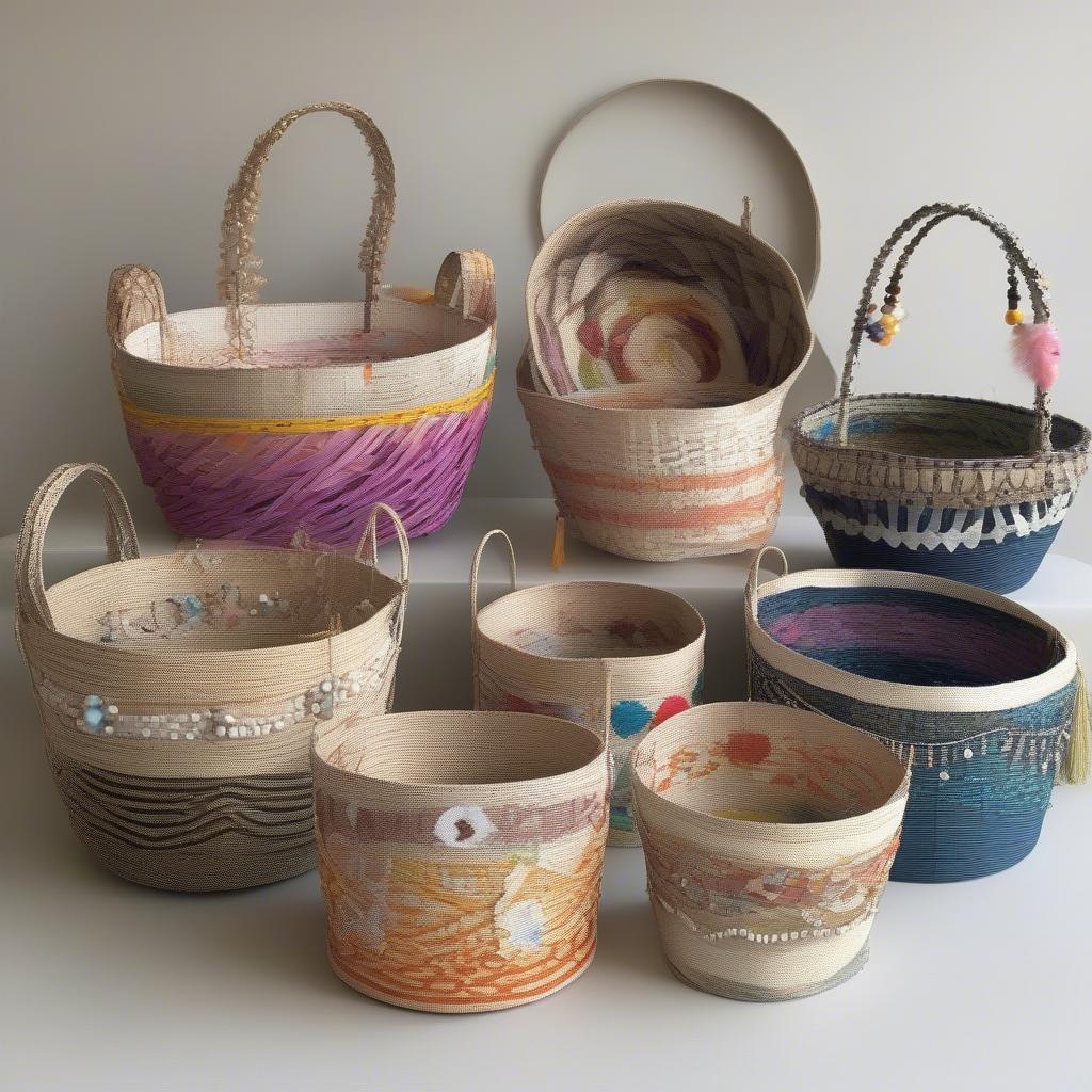 Paper Weaving Basket Designs with Decorative Elements