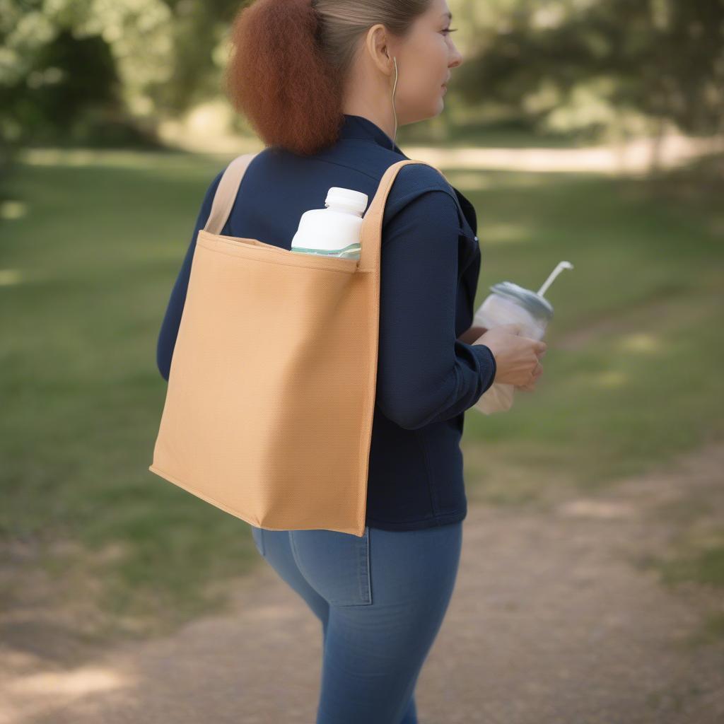 Person Using a Non-Woven Cooler Lunch Bag