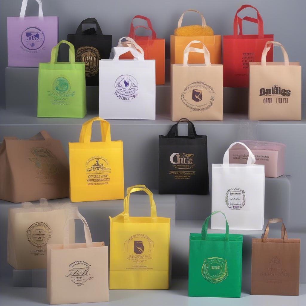 Personalized non-woven party bags with logos.