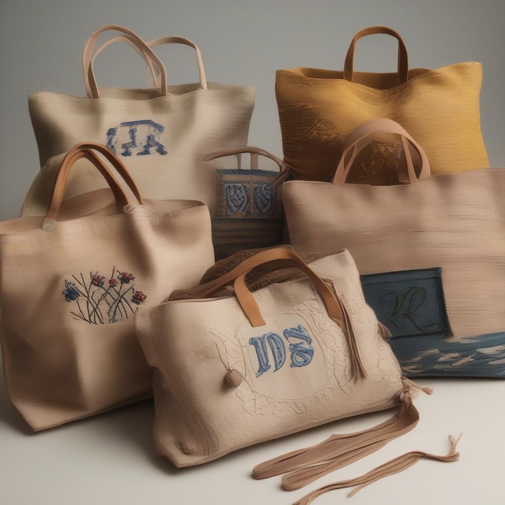 Personalized Woven Bags with Initials Embroidered