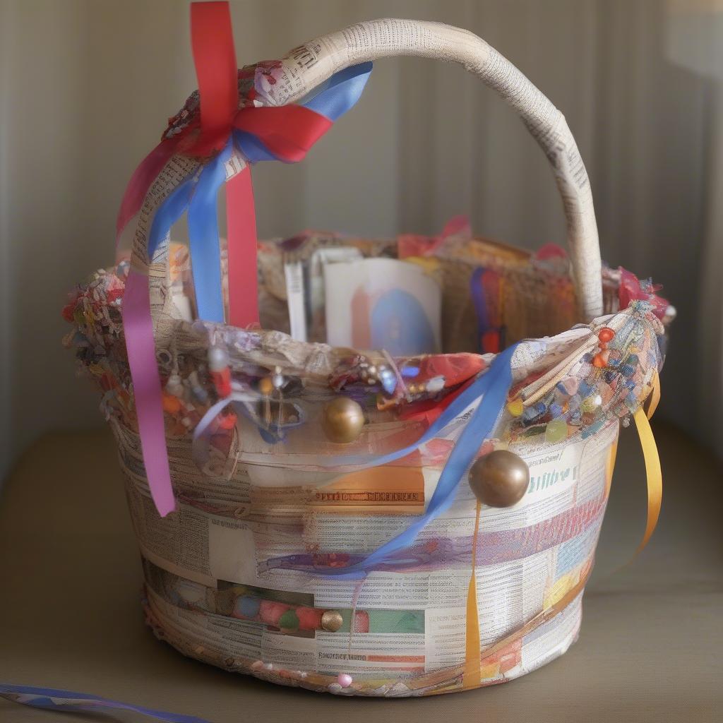 Personalizing Your Newspaper Basket with Embellishments