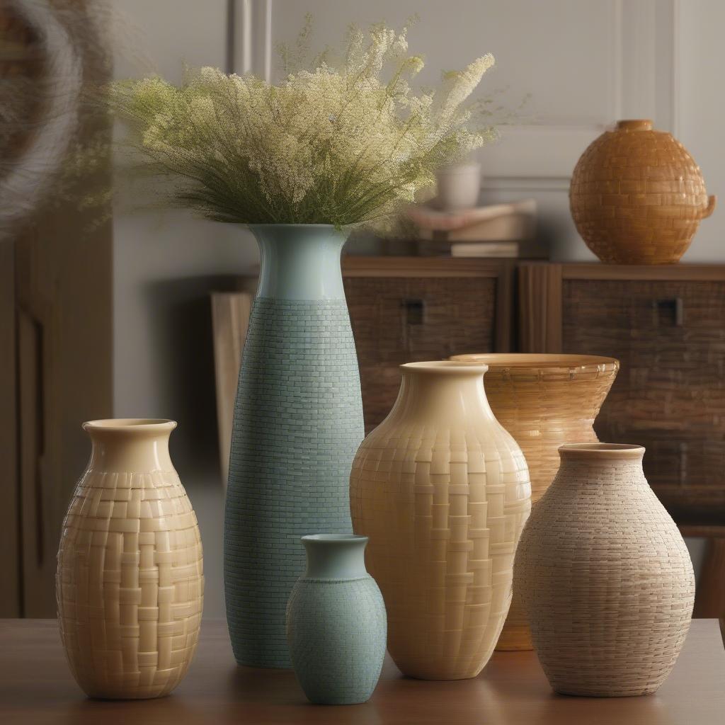 Different Styles of Pfaltzgraff Basket Weave Vases