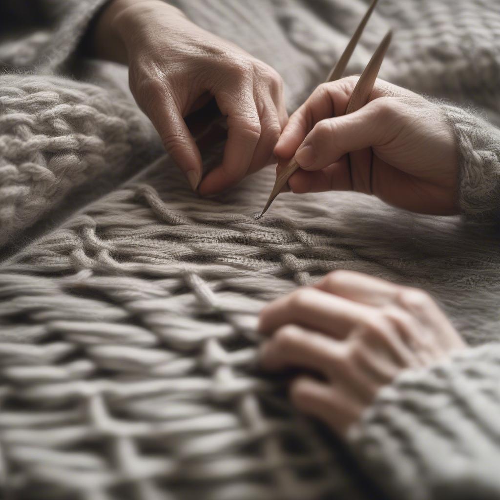 Artisan Creating a Basket Weave Knit