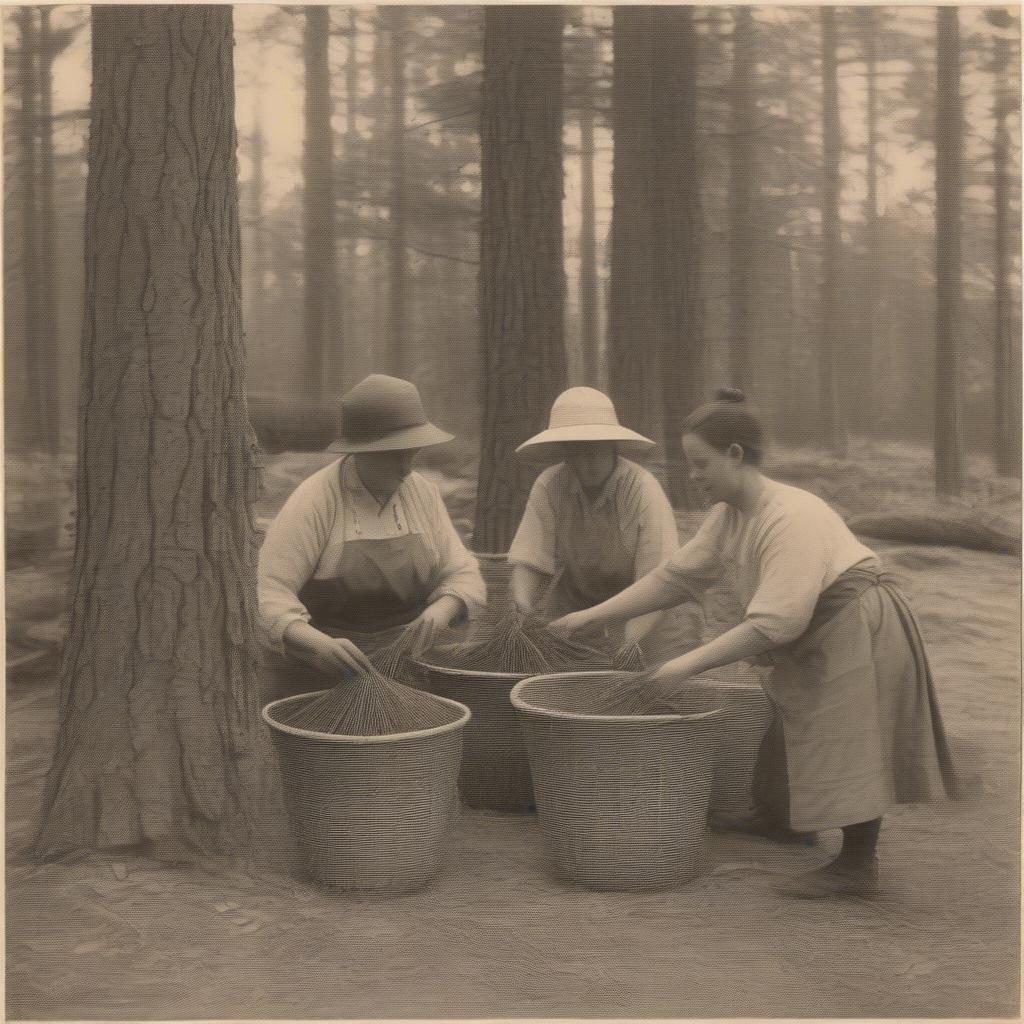 Preparing Pine Needles for Basket Weaving