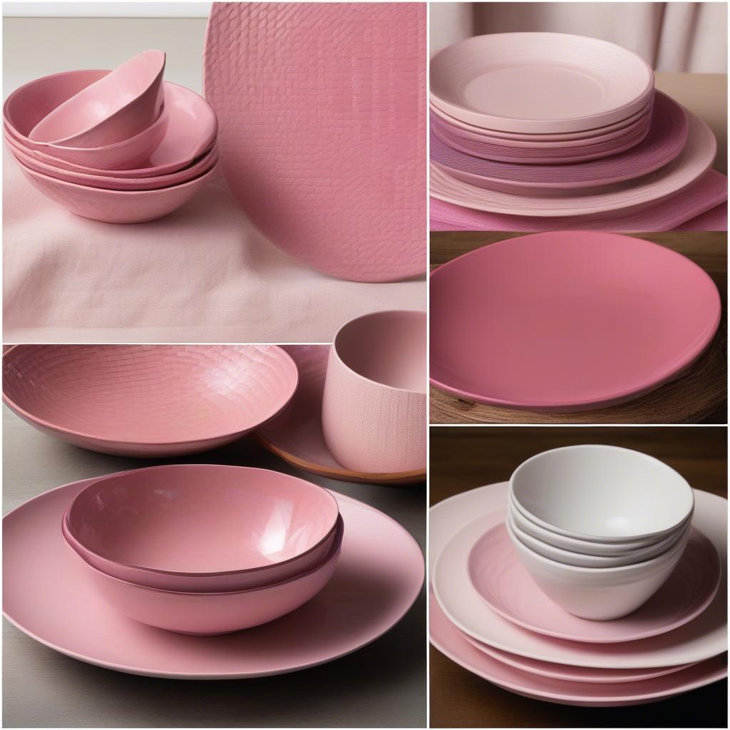 Variety of Pink Basket Weave Dinnerware