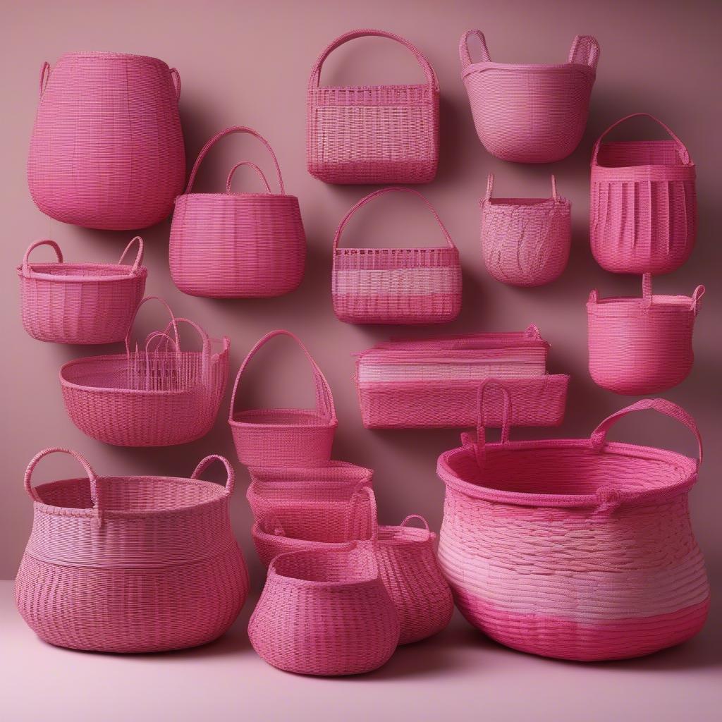 Pink Weave Baskets in Different Styles and Sizes