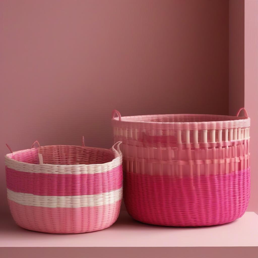 Pink Y Weave Baskets Made from Different Materials