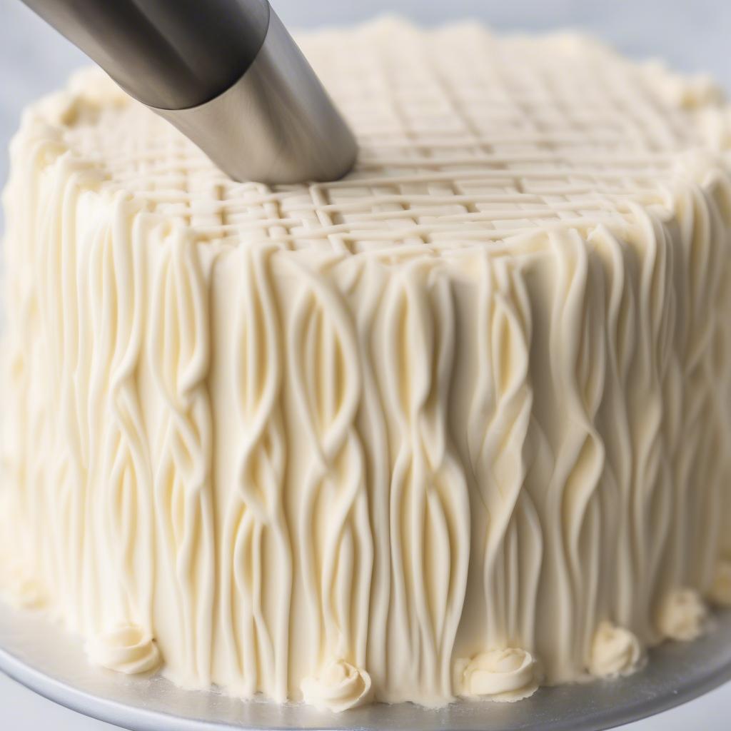 Piping Vertical Lines for Basket Weave on Cake