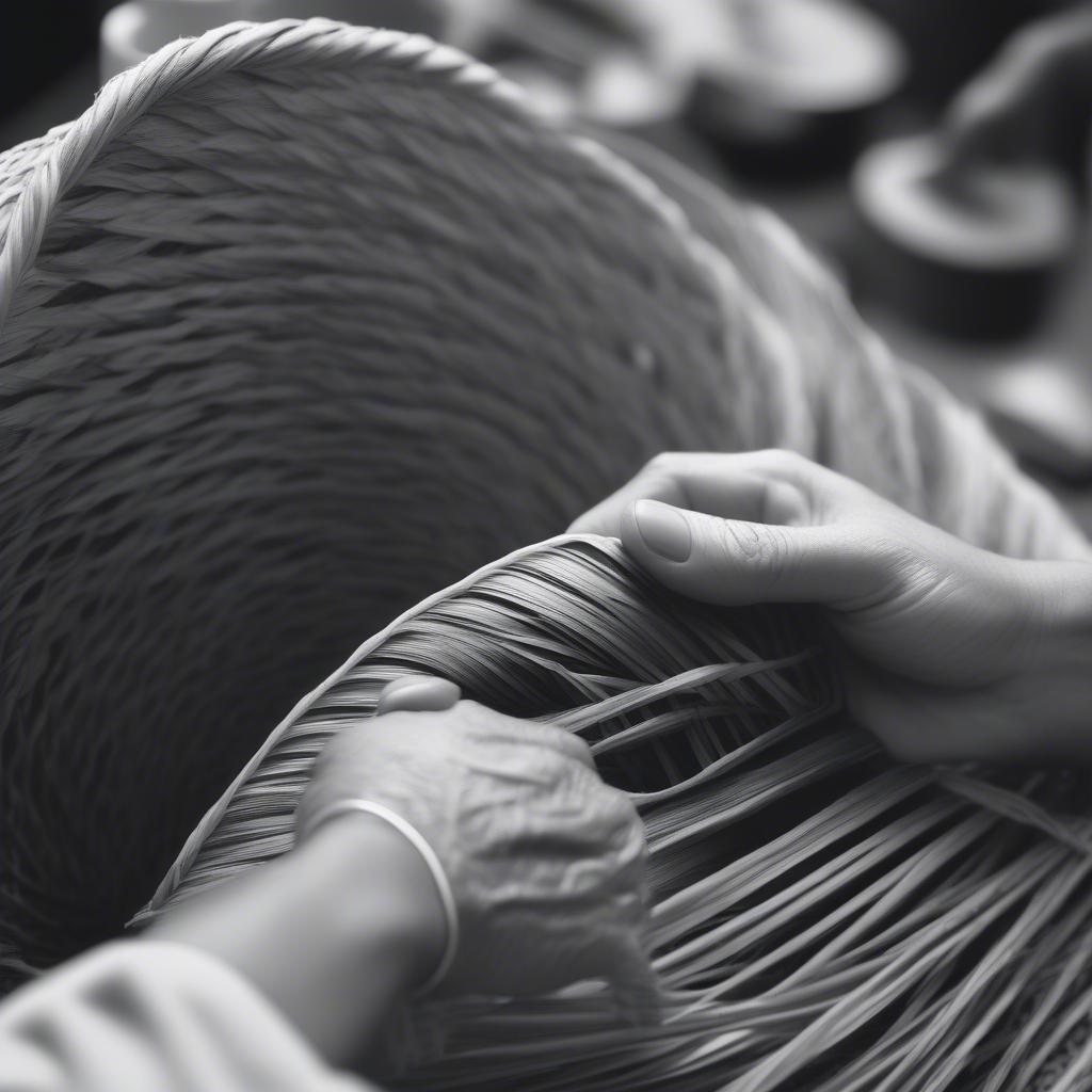 Plaiting Palm Leaves for Hat Brim