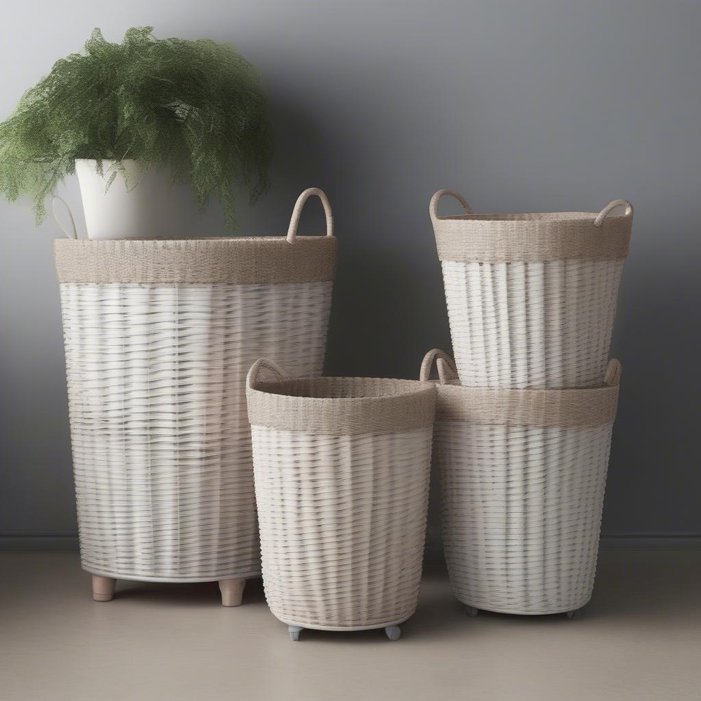 Comparing Sizes of Plastic Basket Weave Hampers