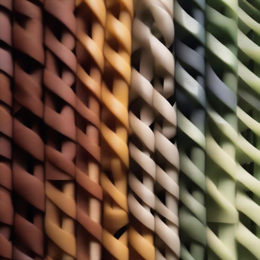 A variety of plastic basket weave materials in different colors and textures.