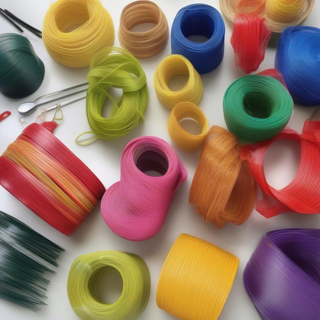 Variety of Plastic Basket Weaving Supplies