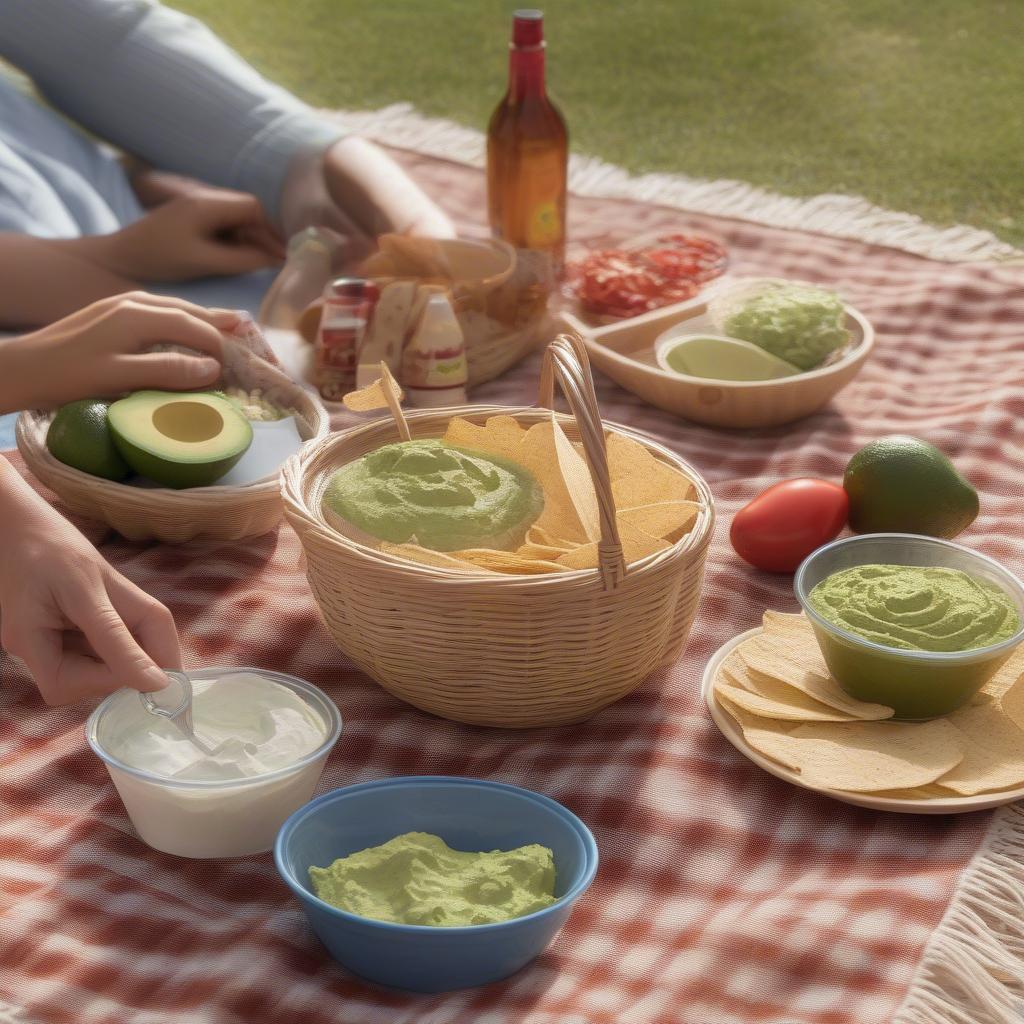 Plastic Chip and Dip Set at a Picnic