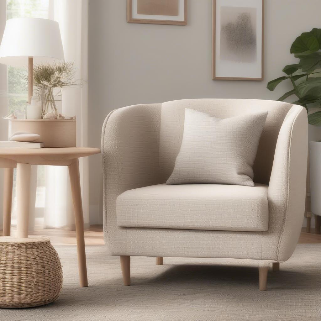 Poly & Bark Weave Chair in Natural in a Living Room Setting