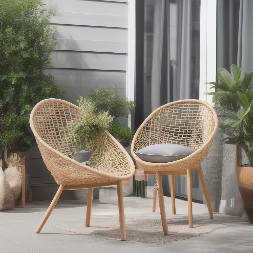 Poly & Bark Weave Chair in Natural on an Outdoor Patio