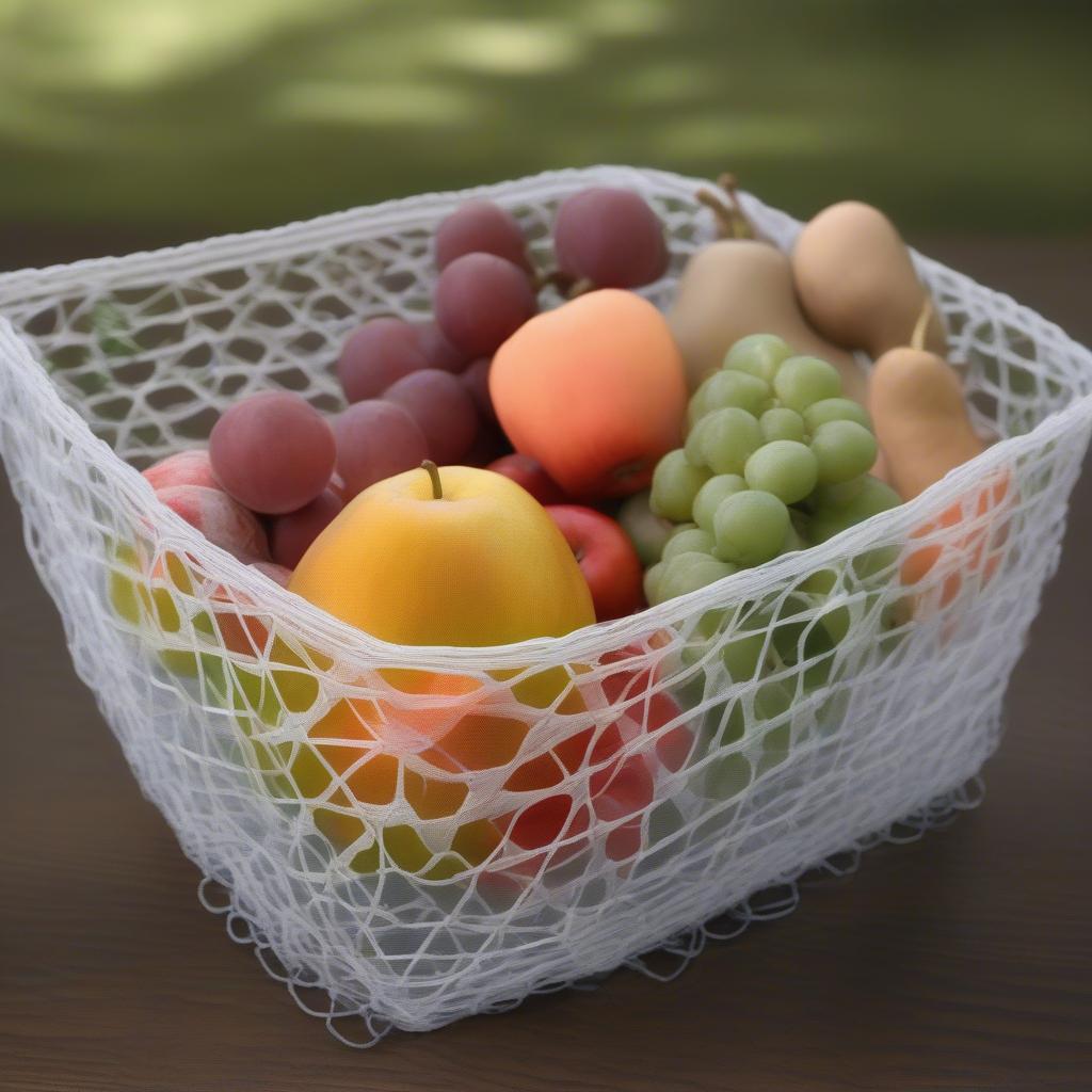 Example of a basket made from polypropylene mesh