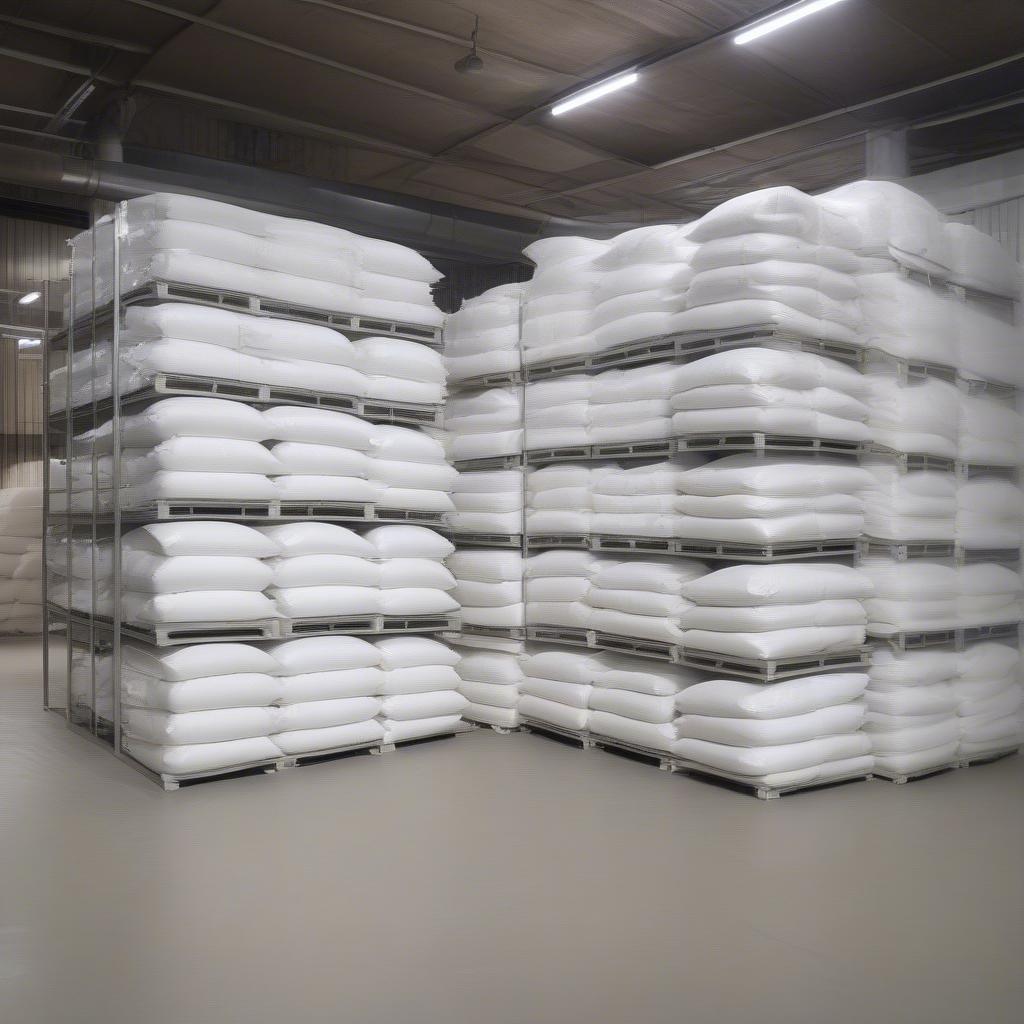 PP Woven Bags Stacked in a Flour Mill