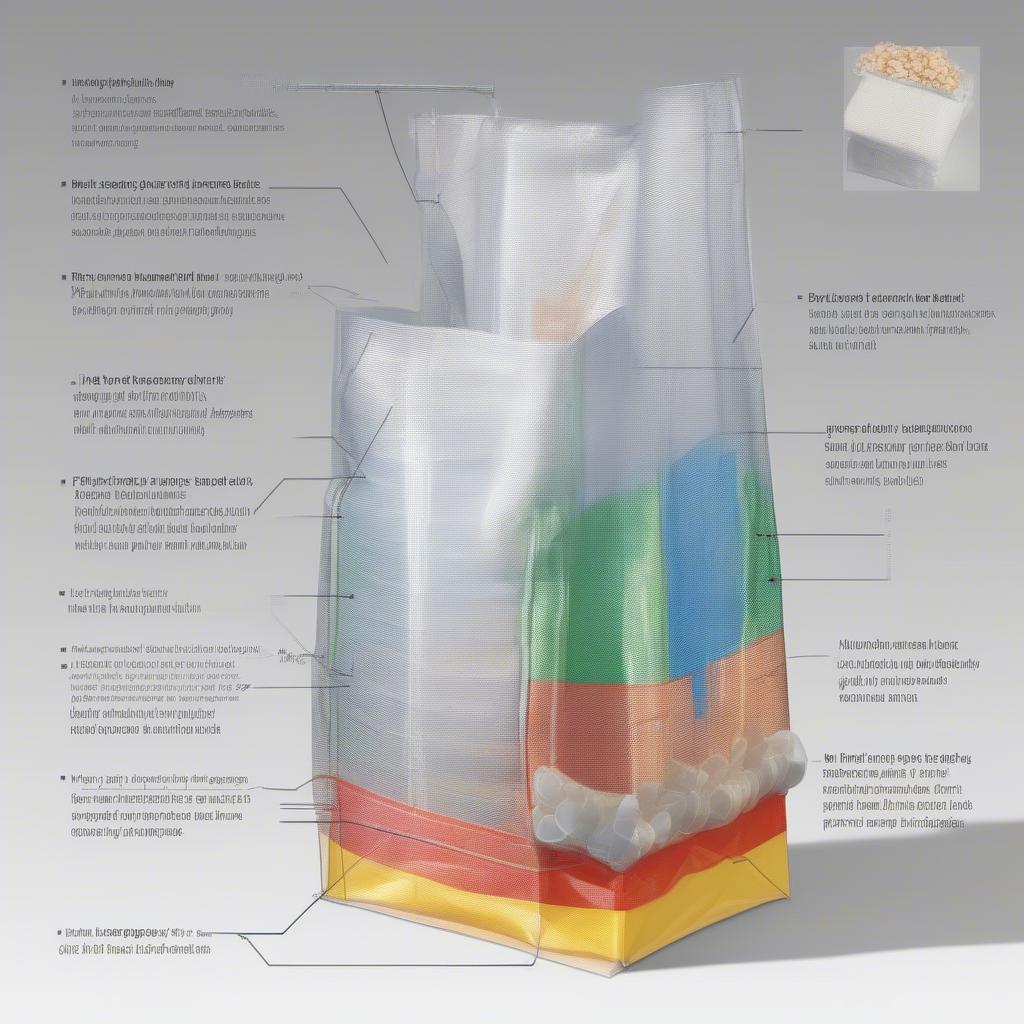 Cross-section diagram of a PP woven BOPP bag showing its layered structure, including the woven polypropylene base and the BOPP film lamination.