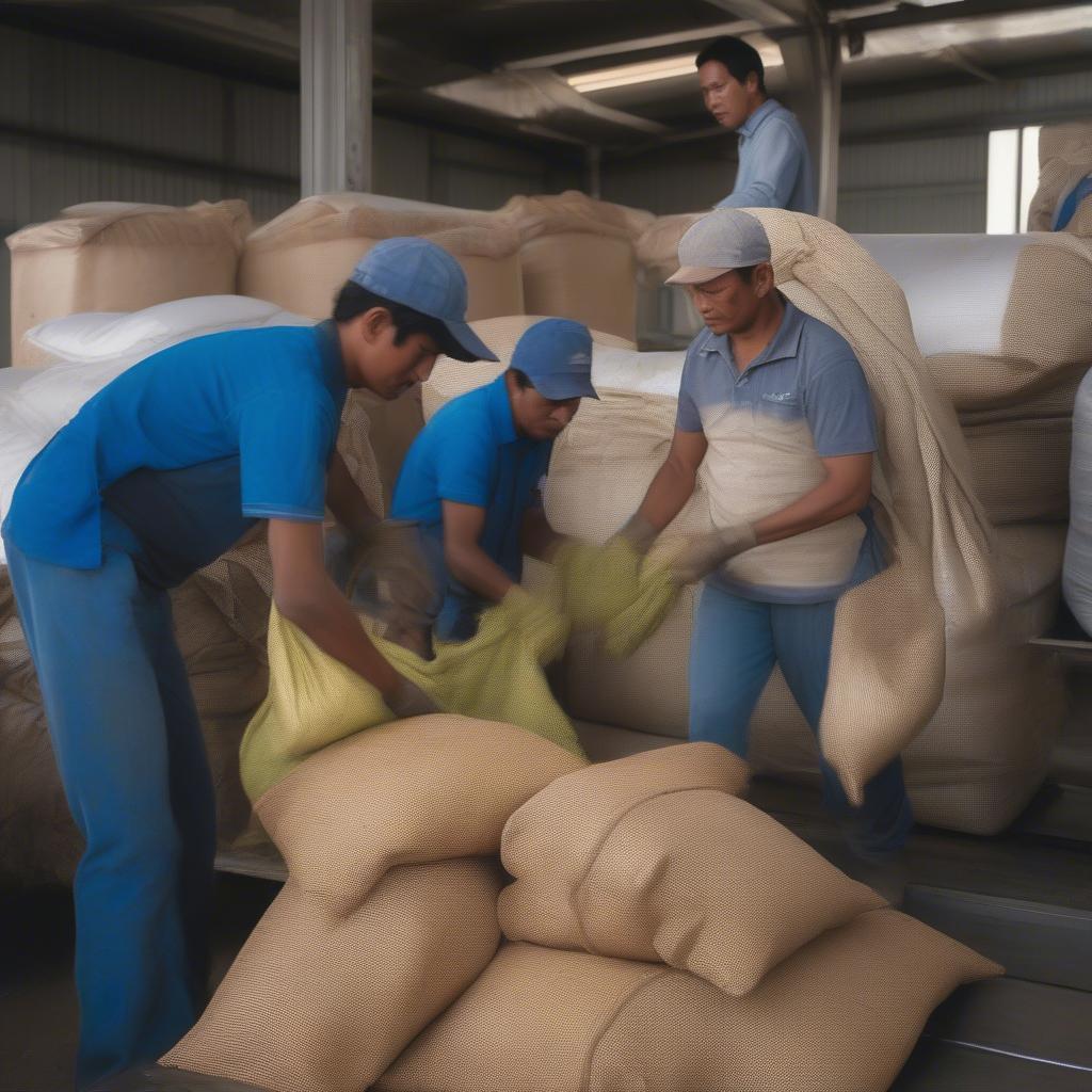 Loading PP Woven Grain Bags onto a Truck