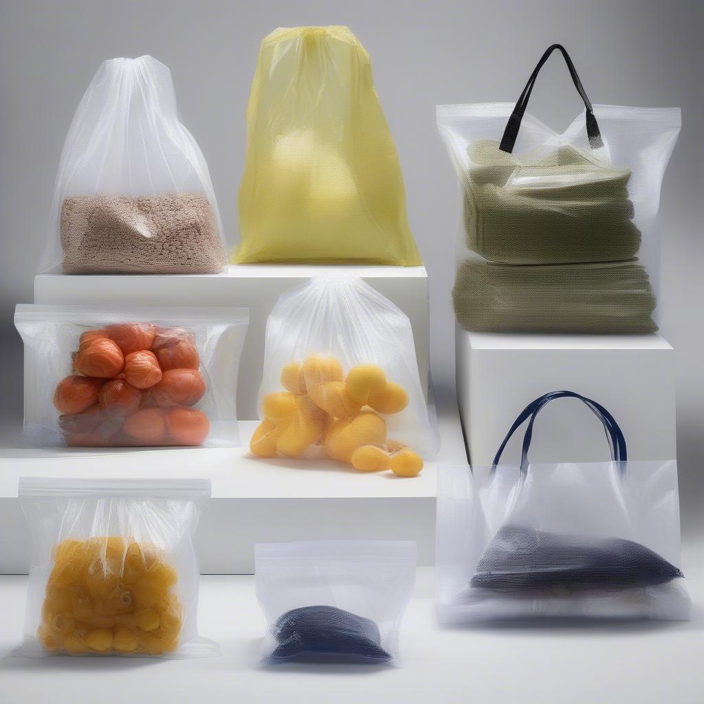 Assortment of PP woven transparent bags in various sizes