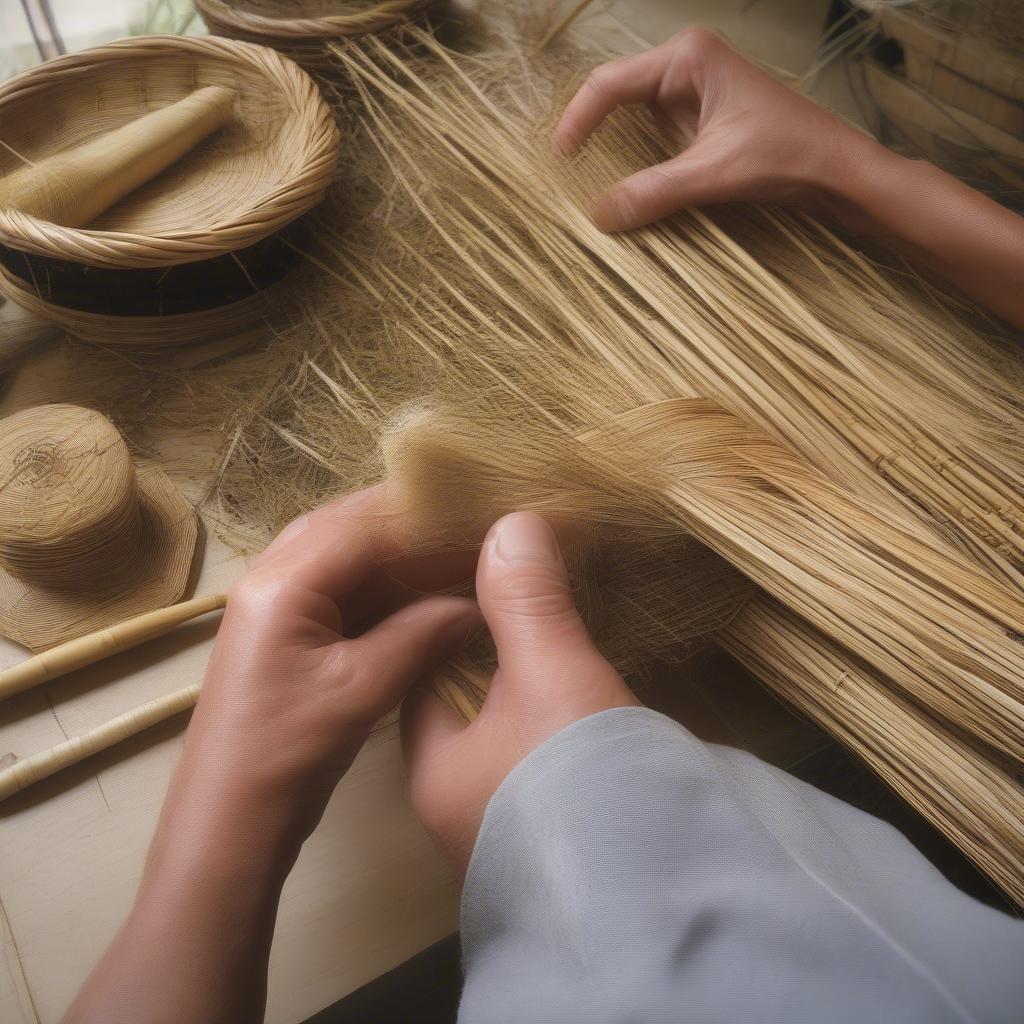 Preparing Basket Weaving Fibers for Weaving