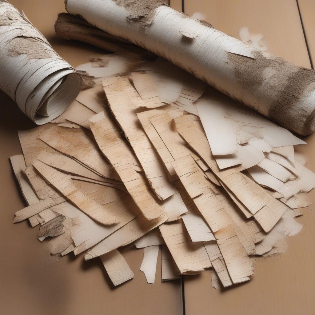 Preparing Birch Bark Strips for Weaving