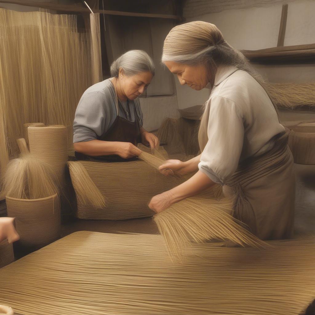 Preparing flax fibers for basket weaving