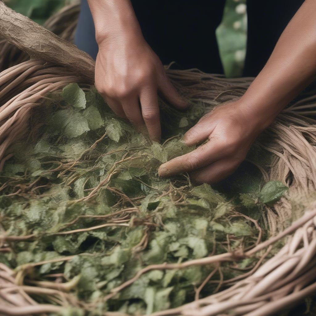 Preparing Hopps Vines for Basket Weaving