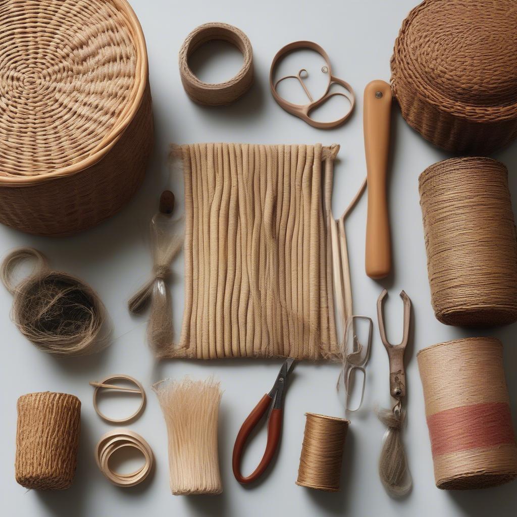 Preparing materials for weaving a hanging basket