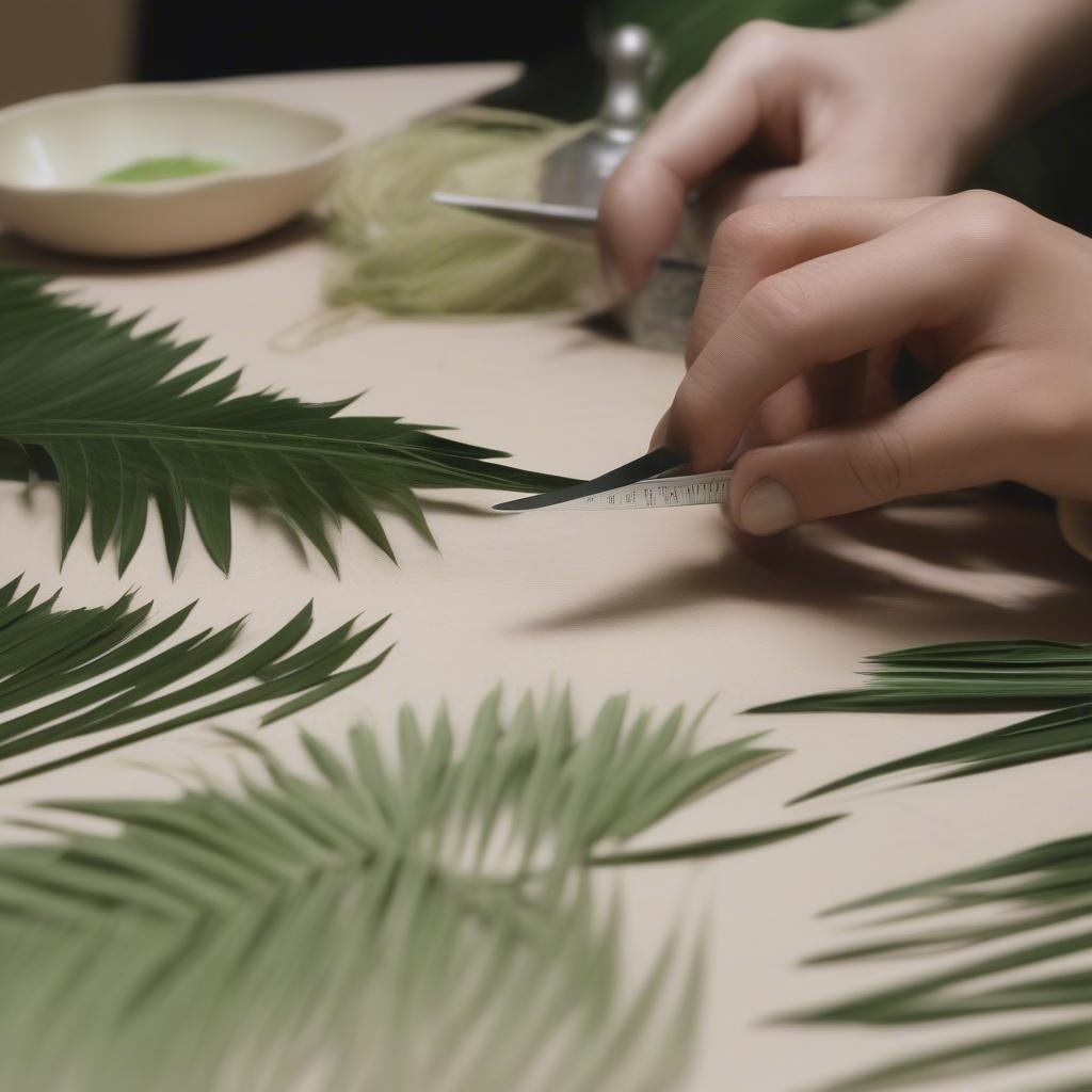 Preparing Palm Leaves for Basket Weaving