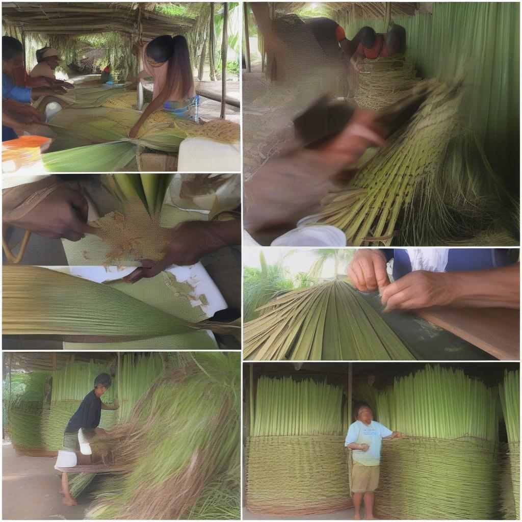 Preparing Pandanus and Coconut Leaves for Marshallese Baskets