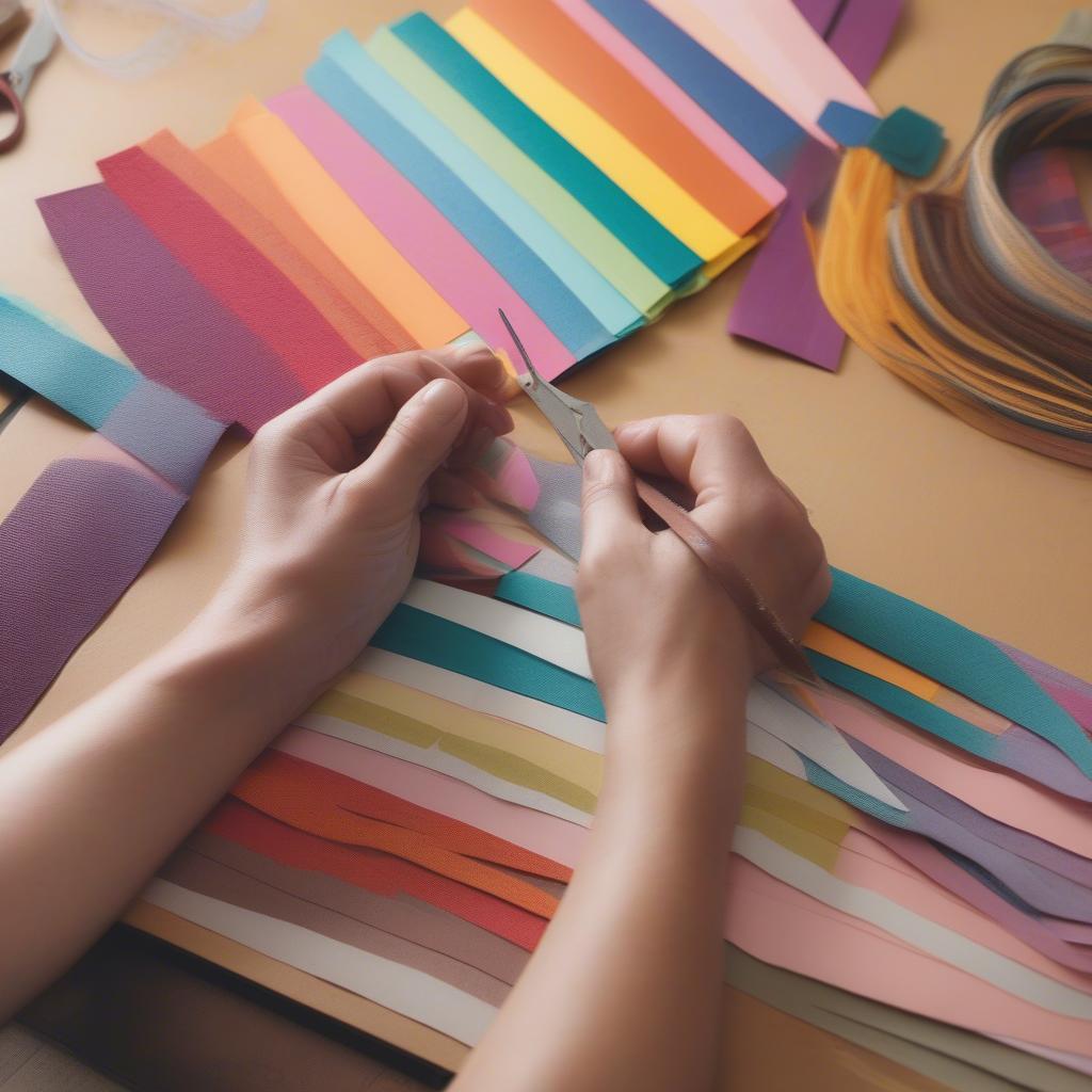 Preparing Paper Strips for Weaving