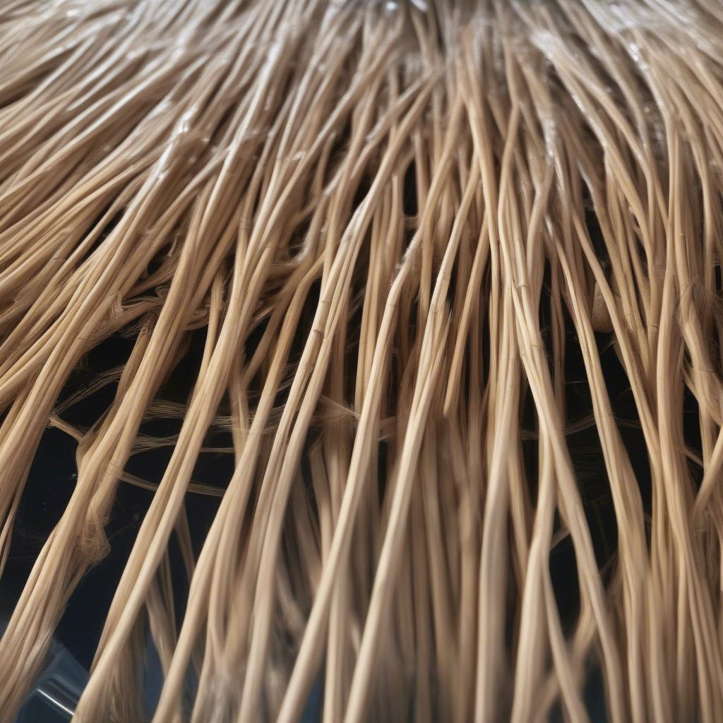 Soaking rattan reed in a tub of water