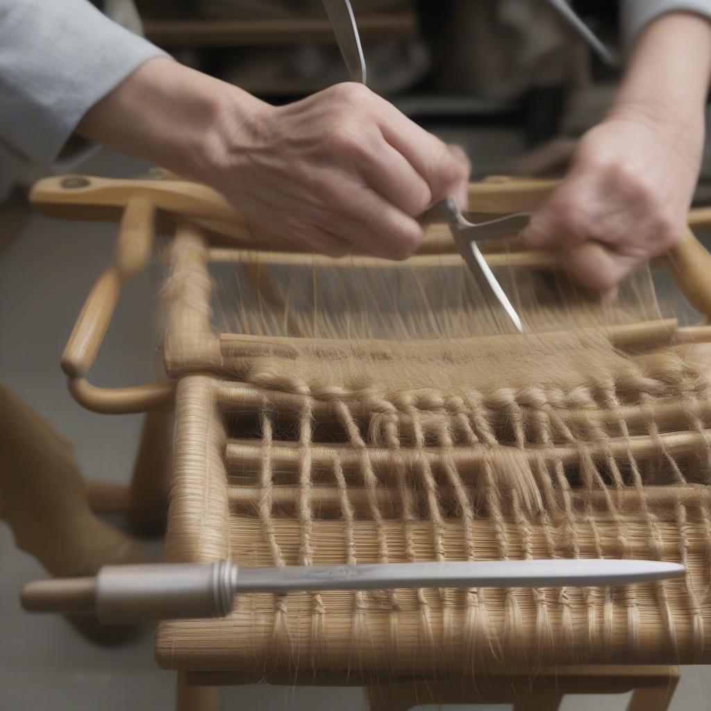 Preparing Rush Chair for Weaving