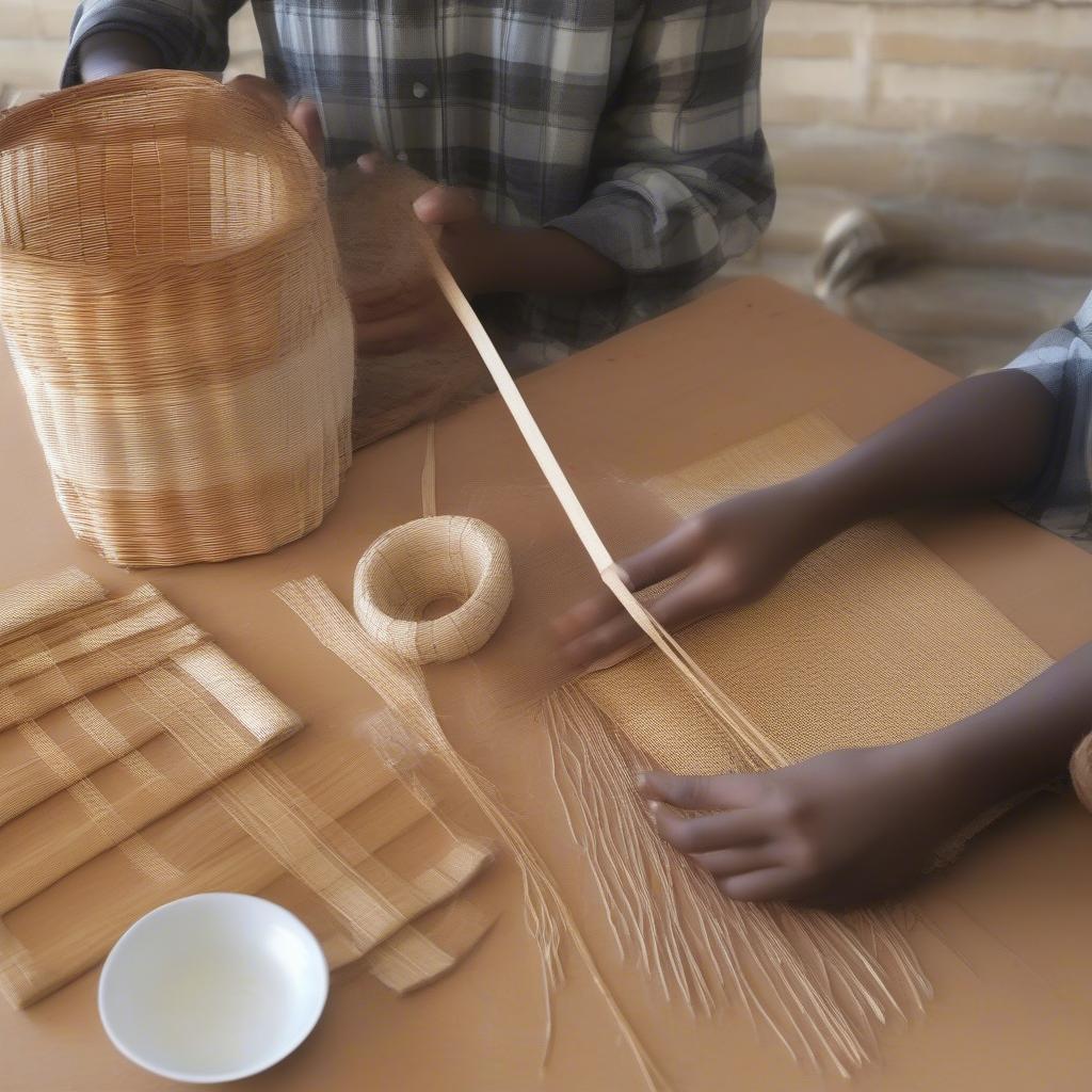 Preparing Weaving Materials for a Basket Board