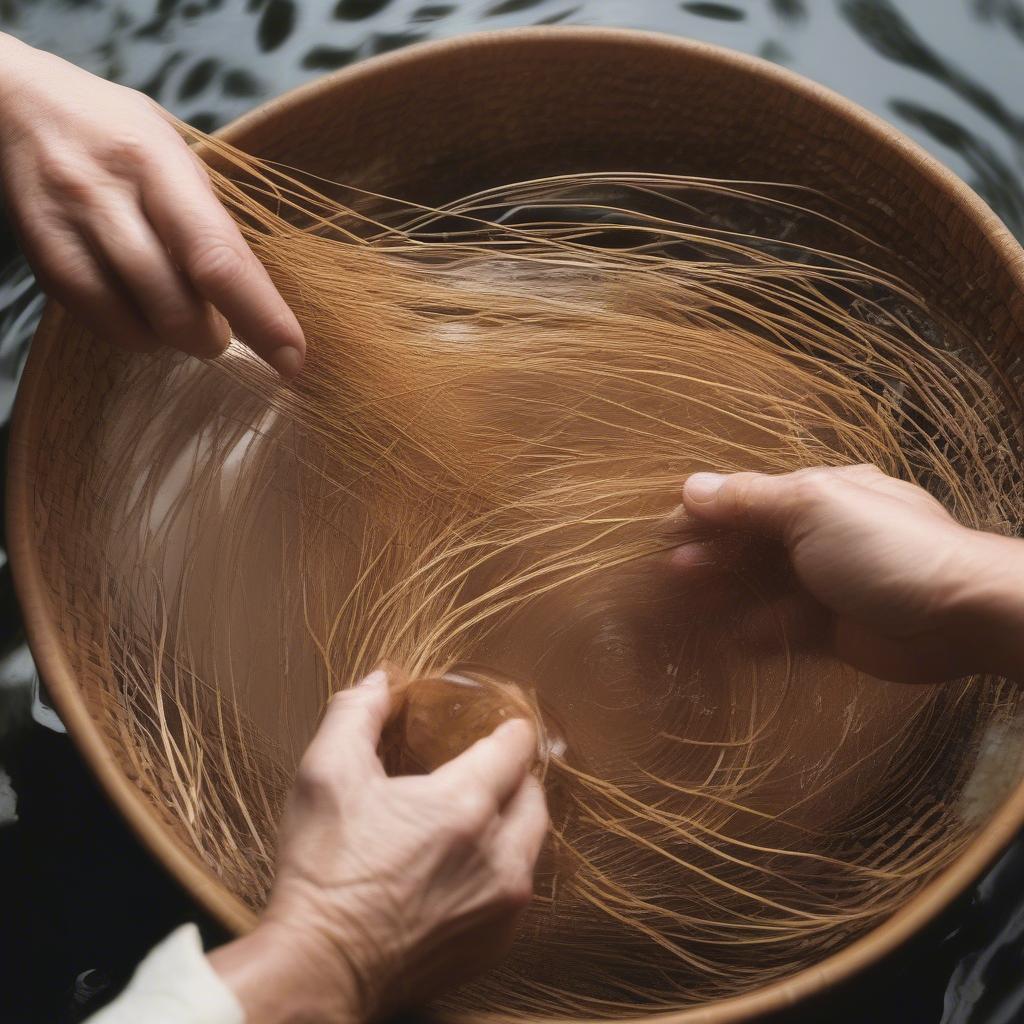 Preparing Wicker for Weaving