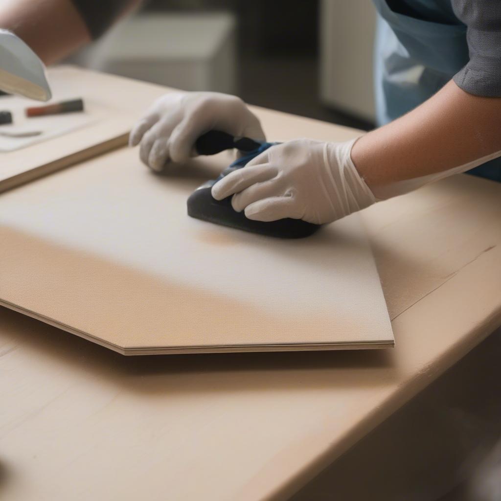 Preparing a wooden surface for basket weave painting