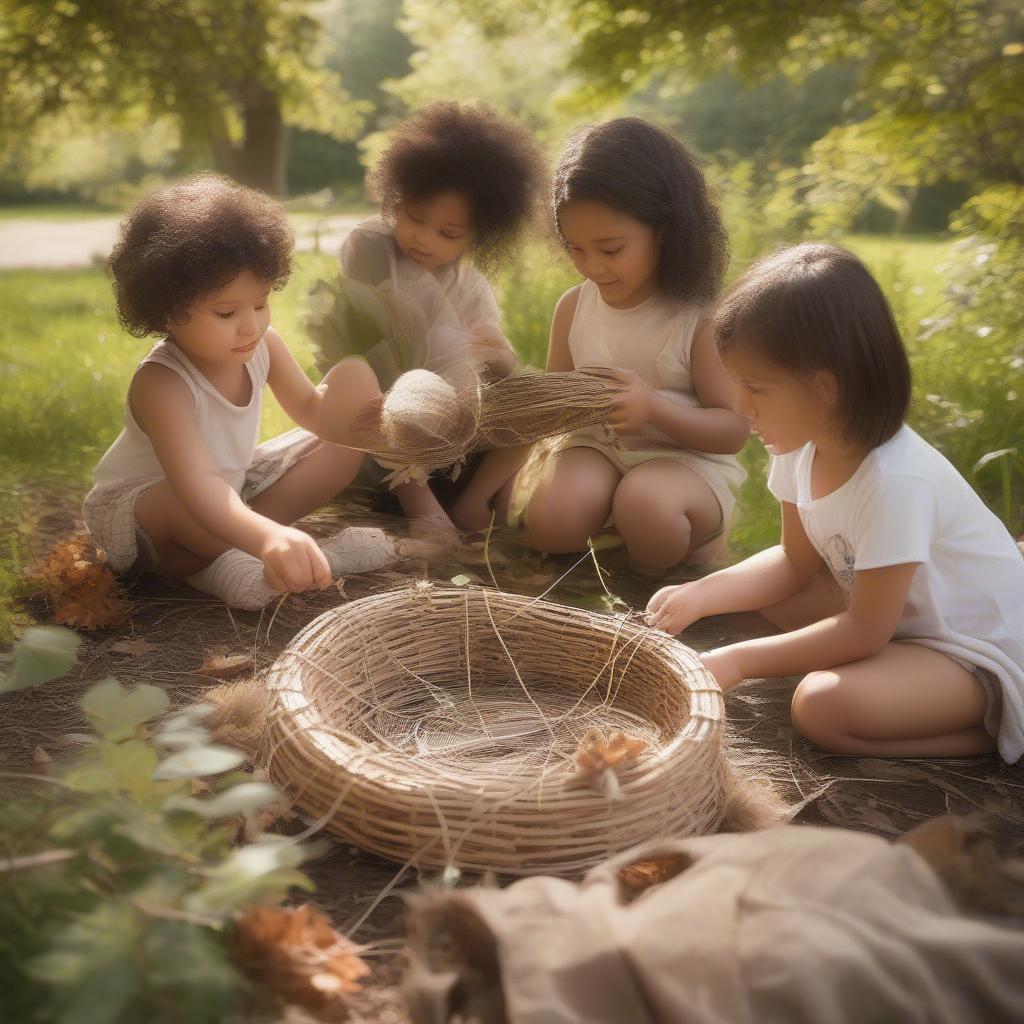 Preschool Nature Basket Weaving